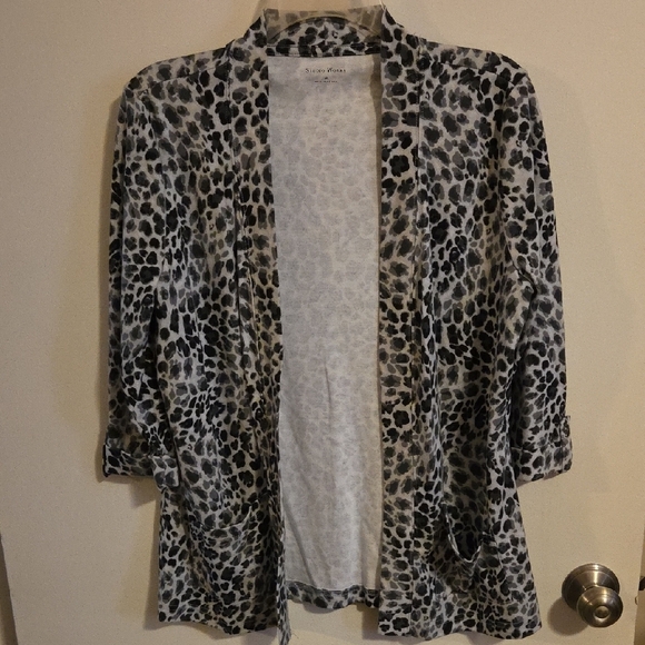 Studio Works Black and White Open-Front Cardigan - Picture 1 of 1